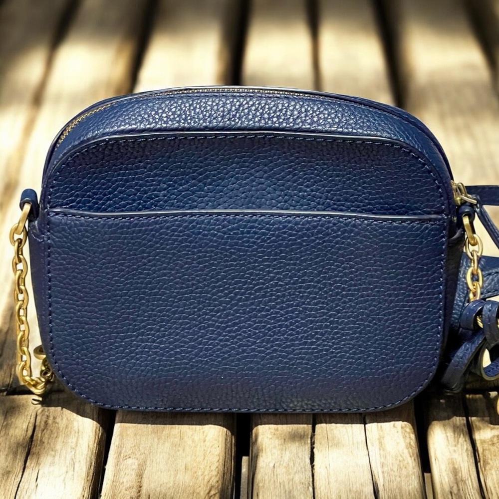 Tory Burch Navy Pebbled Leather Crossbody with Gold Hardware - Picture 3 of 10